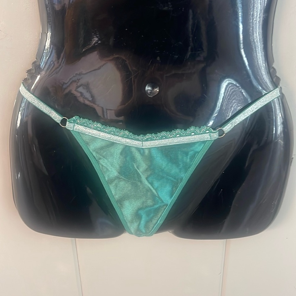 NWT Spree Thong Panty Green Satin G String Sissy Fairy Festival Burlesque Boho